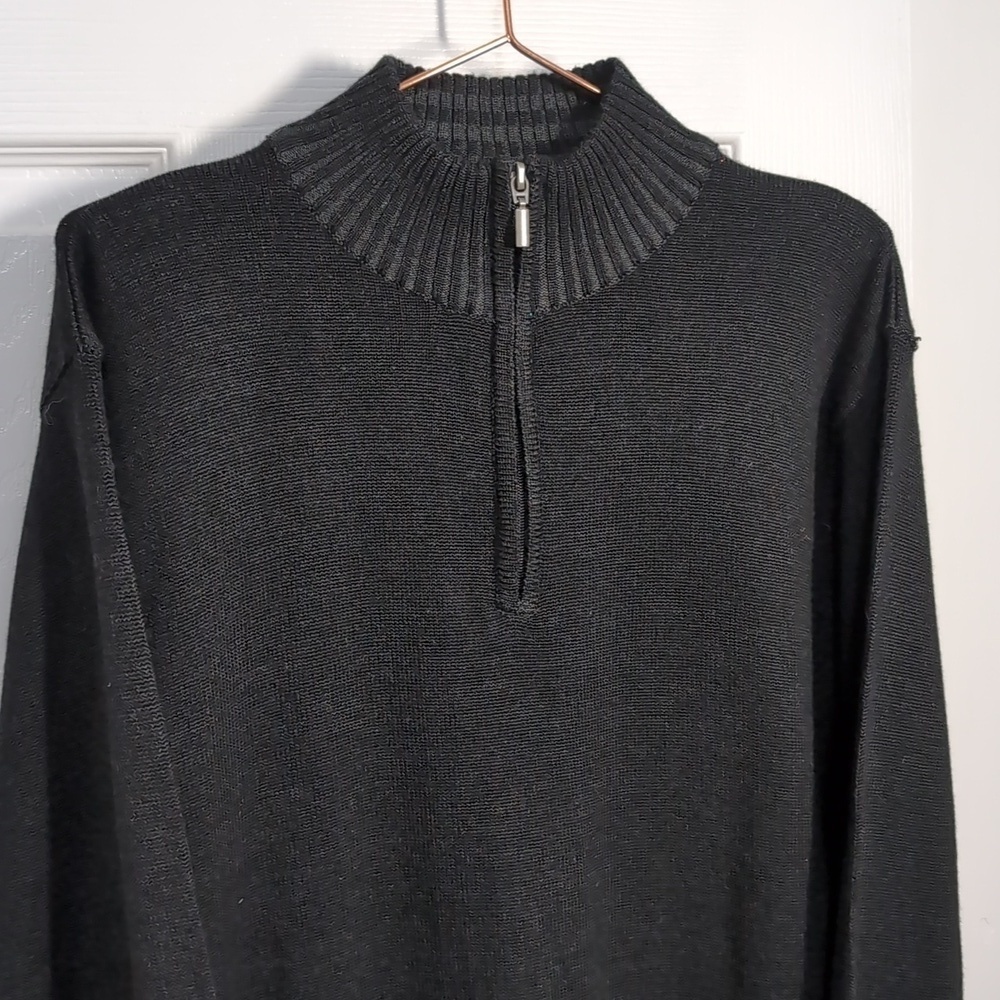 Joseph & Feiss Merino Blend Men's Black Quarter Zip Sweater Size XL